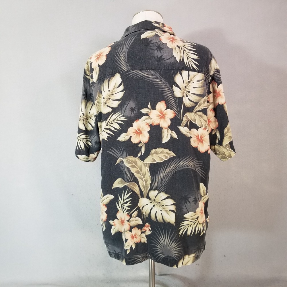 Boca classics shirt mens large gray Floral short sleeve silk Hawaiian Aloha Tiki - Picture 11 of 14